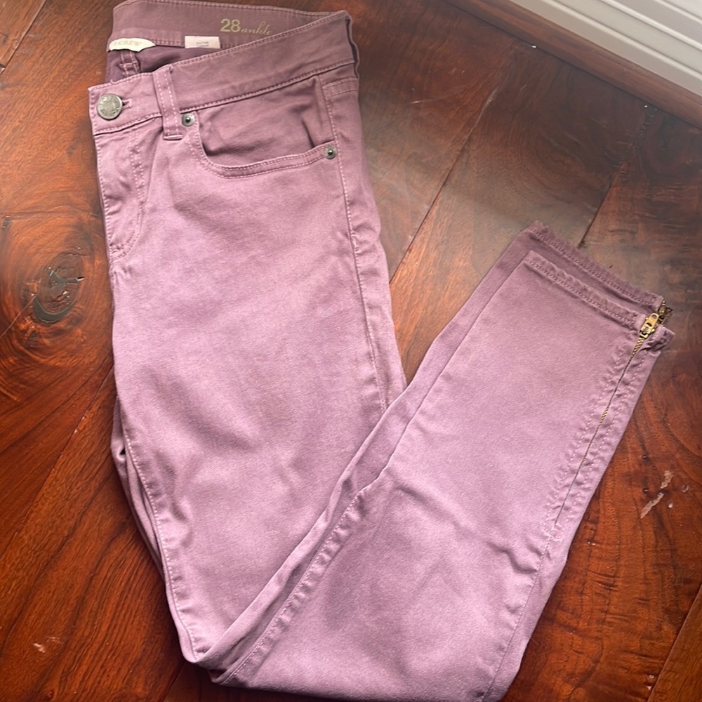 J. Crew Purple Toothpick Zip Ankle Jean